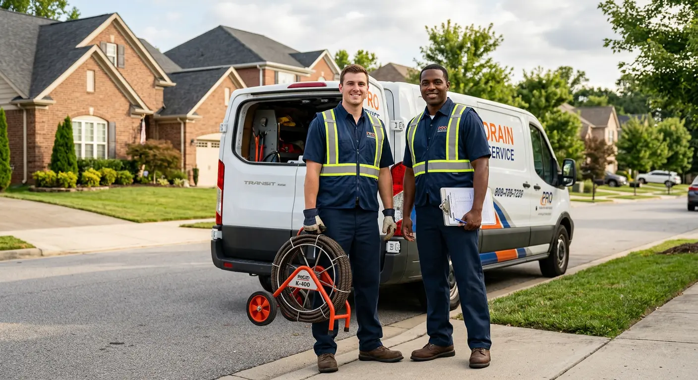 Sewer and drain service team with equipment ready for work in Union Gap