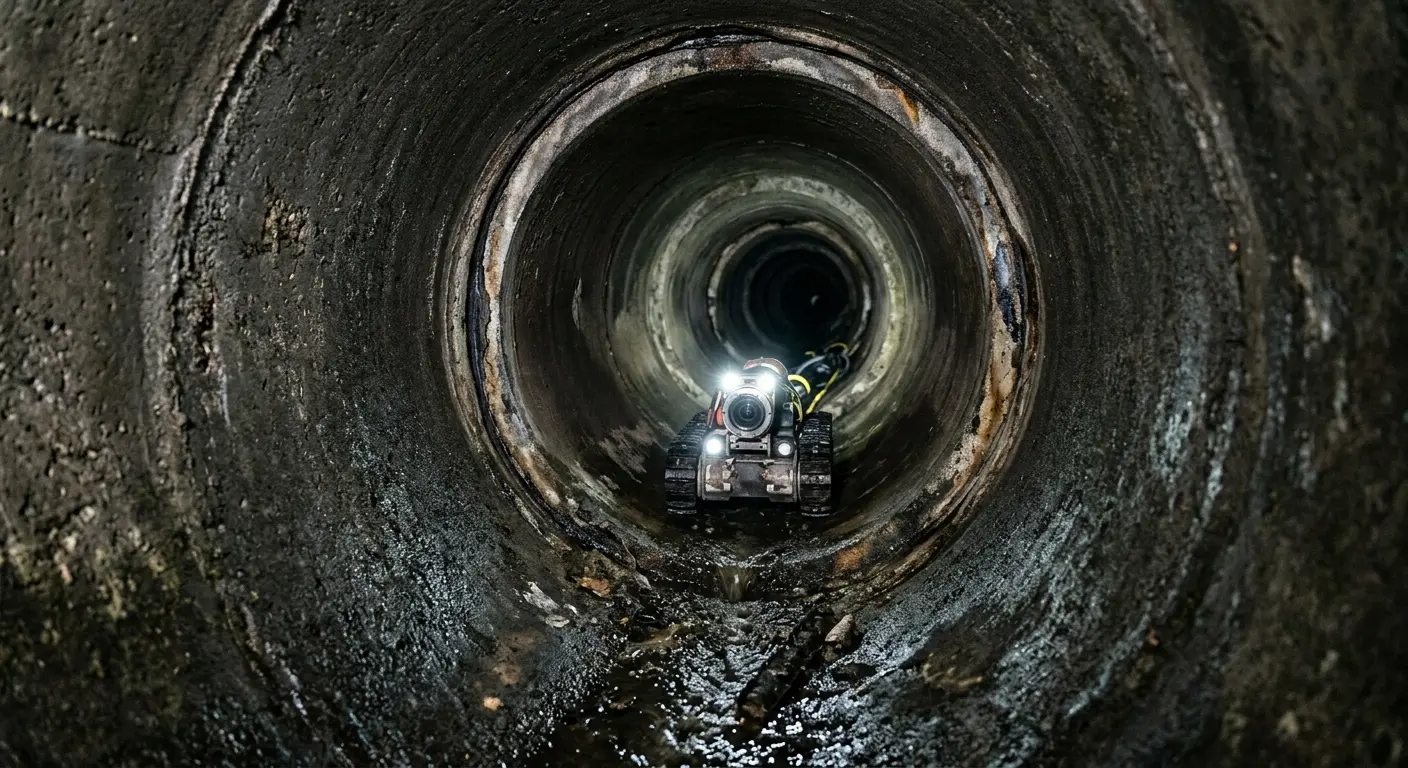 Robotic sewer camera inspecting pipe interior for Drain Snake Service in Union Gap